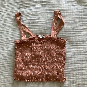 American Eagle Brown Rouched Floral Top